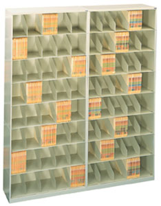 Shelving Thinstack Open Files w/Fixed Dividers
8-1/2 x 11 Stacker 7 High x 36 Wide on 2